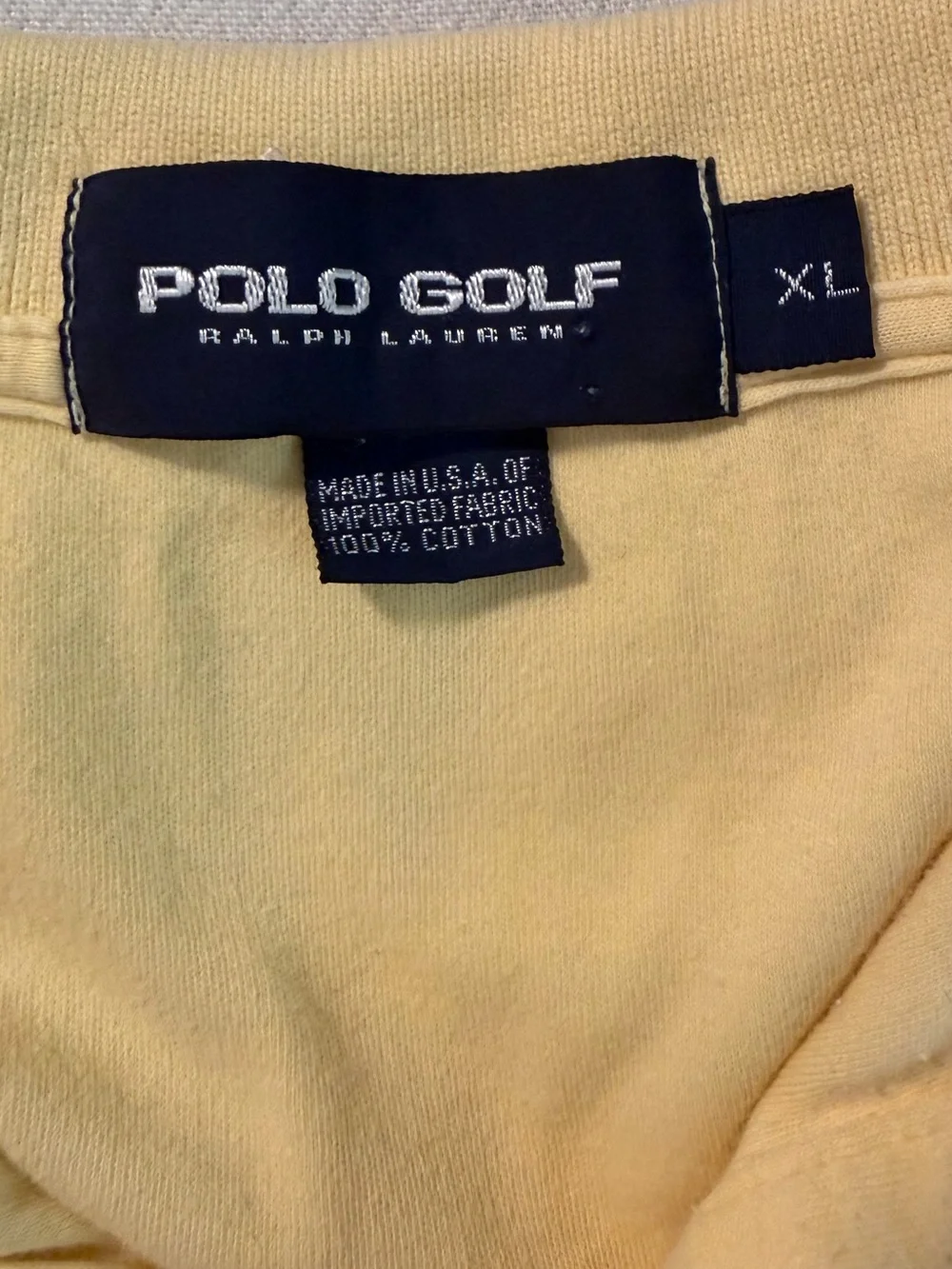 Vintage Polo Golf Ralph Lauren Yellow Polo Shirt Golf Crest Made in USA Size XL